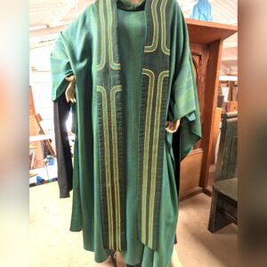Interesting North American Late 20th Century Green Chasuble with Stole