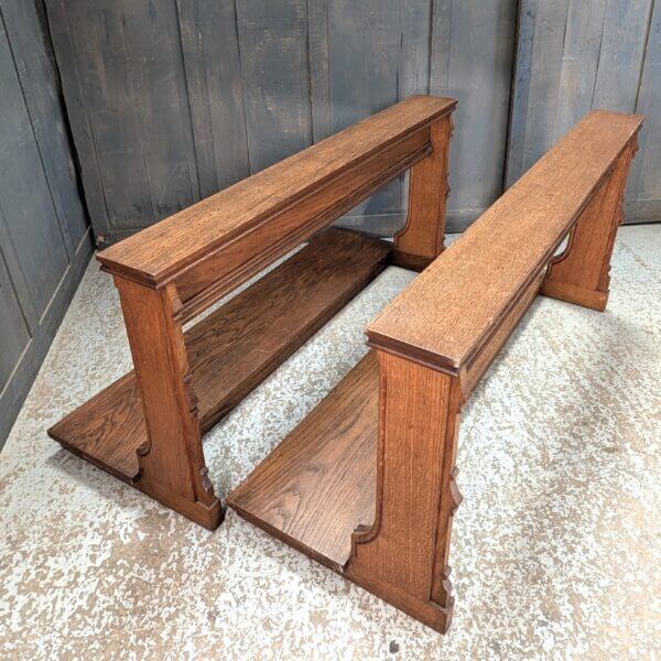Two Matching Oak Three Person Prayer Kneelers