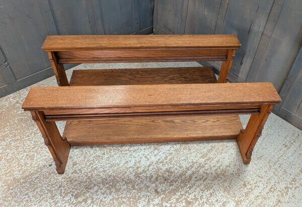 Two Matching Oak Three Person Prayer Kneelers