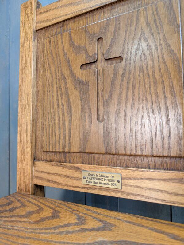 Two Oak Clergy Chairs with Crosses from Wesley Methodist Church