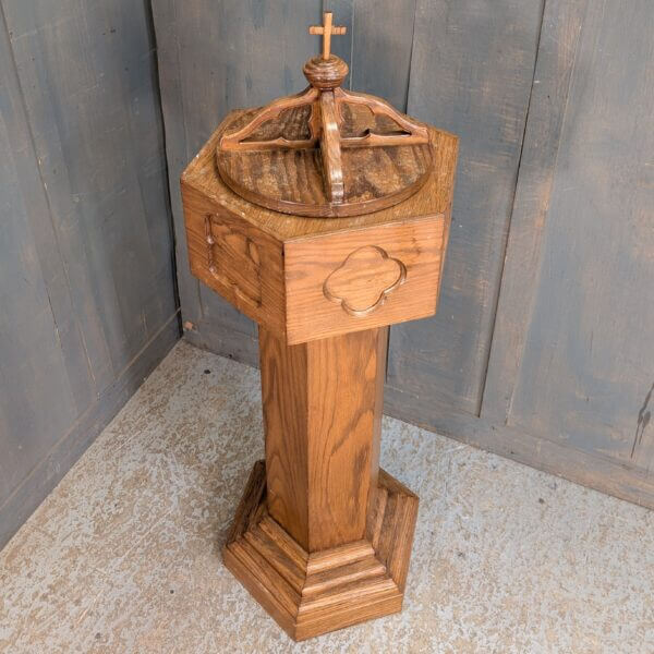Modern Oak Portable Baptismal Font with Stainless Steel Bowl BARGAIN