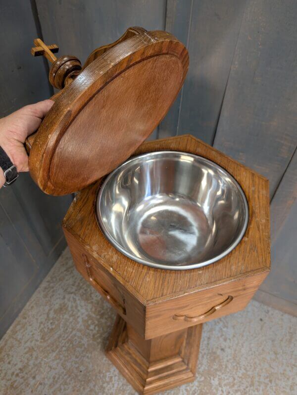 Modern Oak Portable Baptismal Font with Stainless Steel Bowl BARGAIN