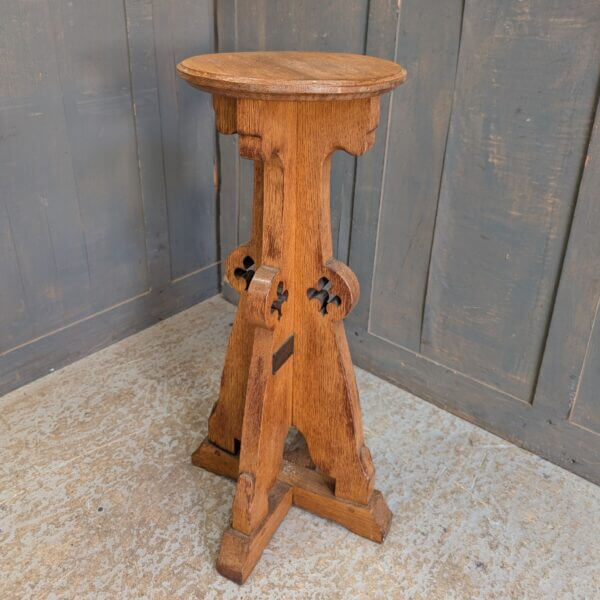 Antique 1924 Oak Gothic Church Plant Stand