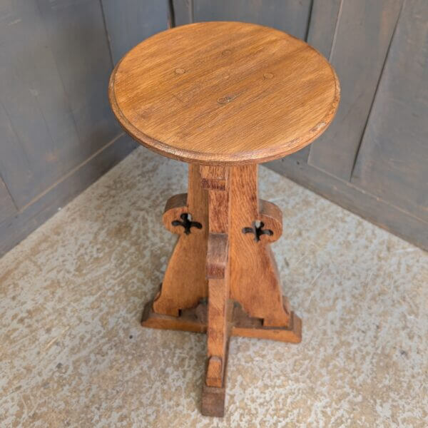 Antique 1924 Oak Gothic Church Plant Stand