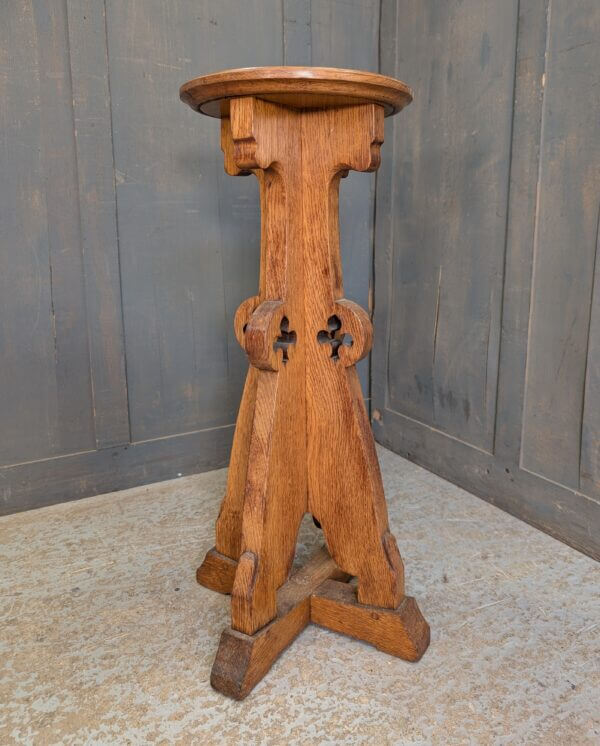 Antique 1924 Oak Gothic Church Plant Stand