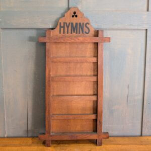 Attractive Oak Antique Hymn Board with Trefoil Cutaway