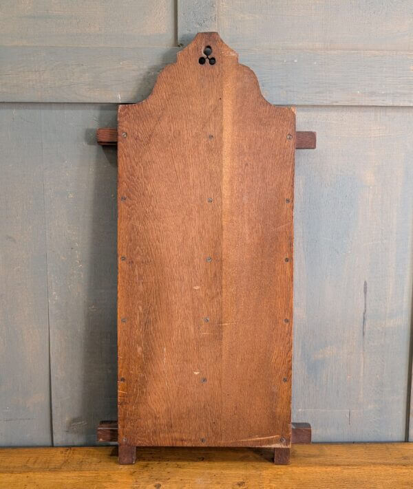 Attractive Oak Antique Hymn Board with Trefoil Cutaway