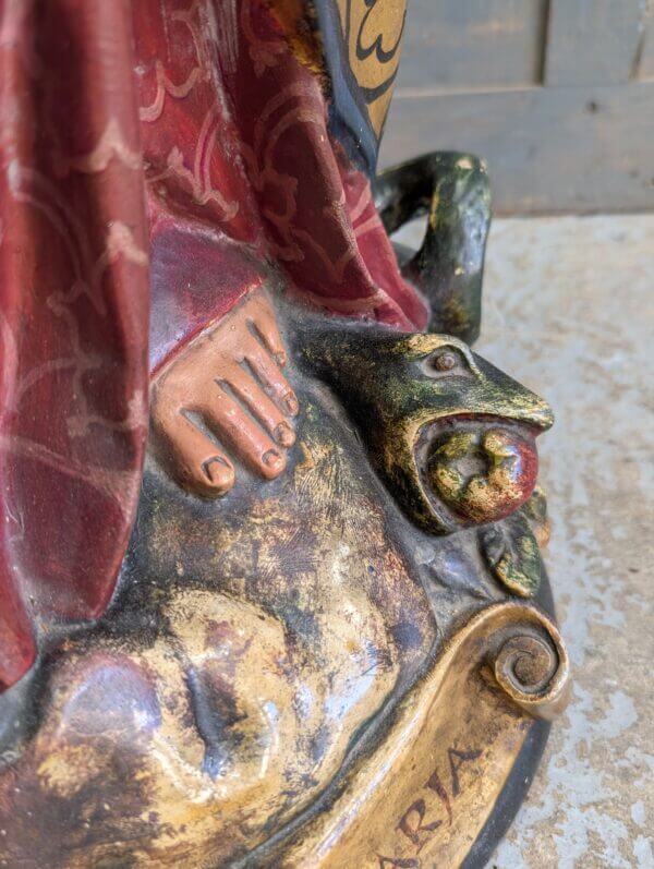 Beautiful Near Lifesize Antique 'Ave Maria' Madonna & Child Religious Statue