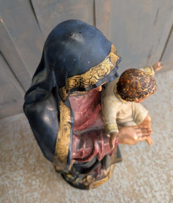 Beautiful Near Lifesize Antique 'Ave Maria' Madonna & Child Religious Statue