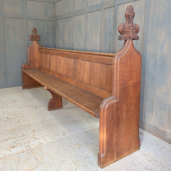 Impressive 1900's Gothic Oak Choir Pews with Carved Finials