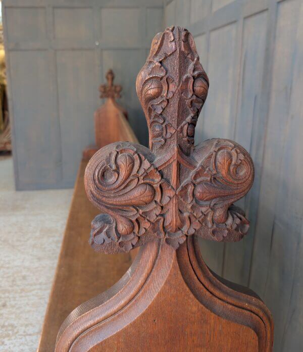 Impressive 1900's Gothic Oak Choir Pews with Carved Finials