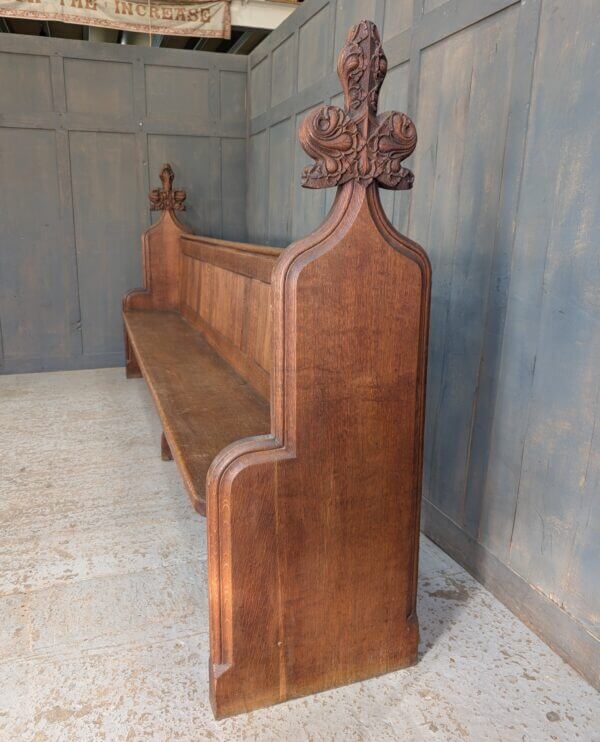 Impressive 1900's Gothic Oak Choir Pews with Carved Finials