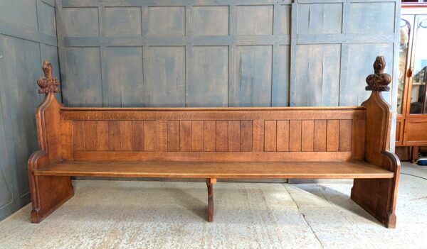 Impressive 1900's Gothic Oak Choir Pews with Carved Finials