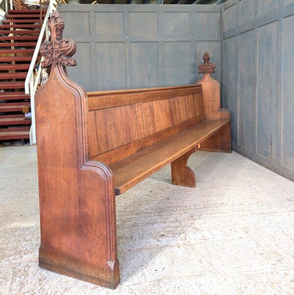 Impressive 1900's Gothic Oak Choir Pews with Carved Finials