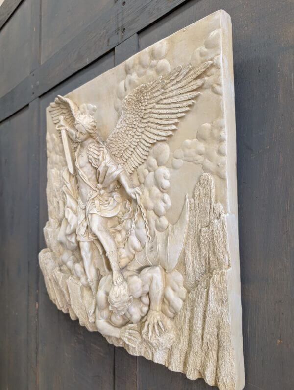 Graphic 3-D Rendered Resin Plaque of St Michael defeating Evil