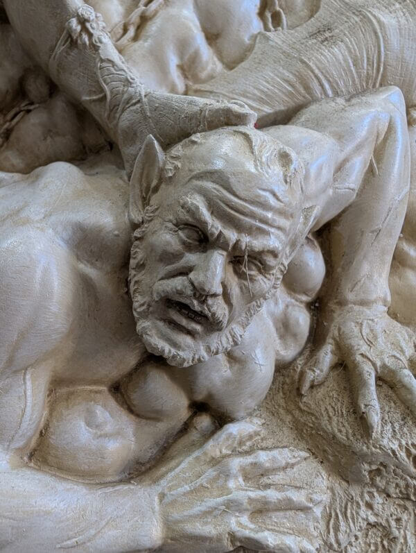 Graphic 3-D Rendered Resin Plaque of St Michael defeating Evil