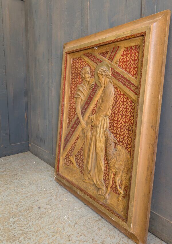 Large Vintage Framed Decorative Plaque Simon of Cyrene Helping Jesus