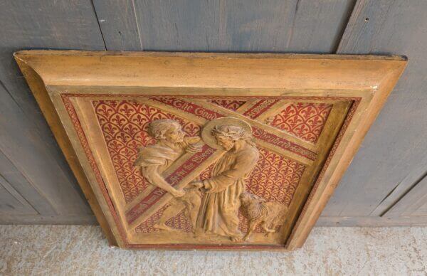 Large Vintage Framed Decorative Plaque Simon of Cyrene Helping Jesus