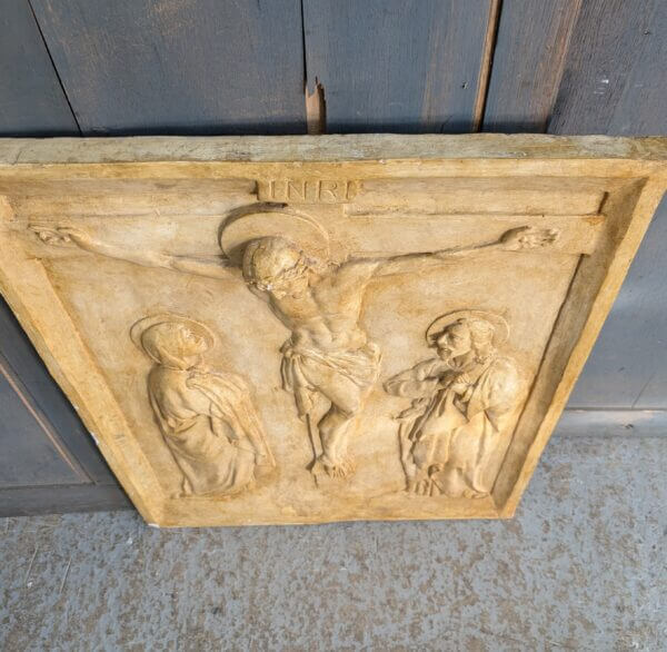 Large Vintage Marble Effect Plaque Jesus Dies on the Cross