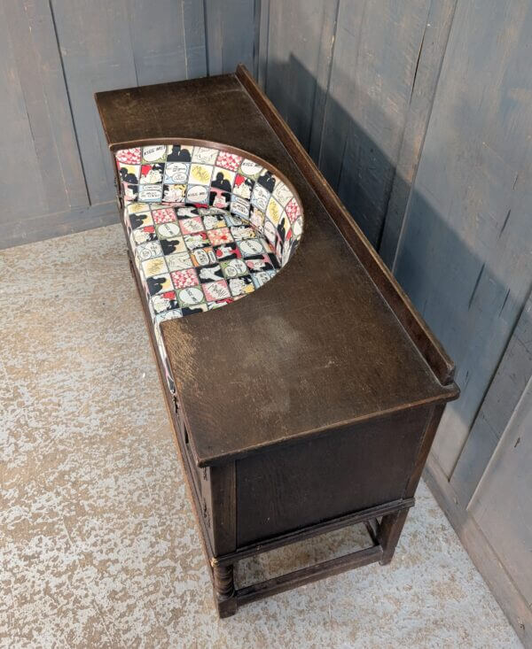 1950's Vintage Dark Oak 'Telephone Seat' with Cupboards