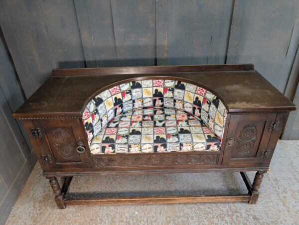 1950's Vintage Dark Oak 'Telephone Seat' with Cupboards