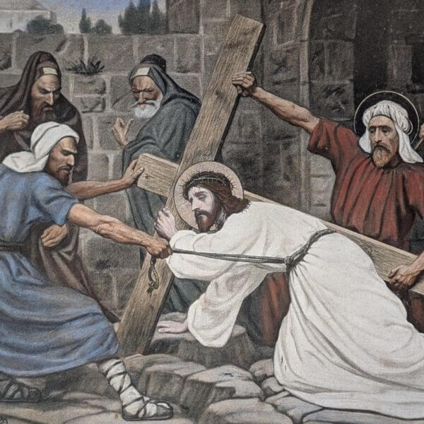 Hand Coloured Framed 1900's High Quality German Set Of Stations of the Cross