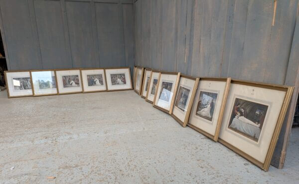 Hand Coloured Framed 1900's High Quality German Set Of Stations of the Cross