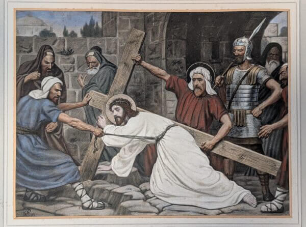 Hand Coloured Framed 1900's High Quality German Set Of Stations of the Cross
