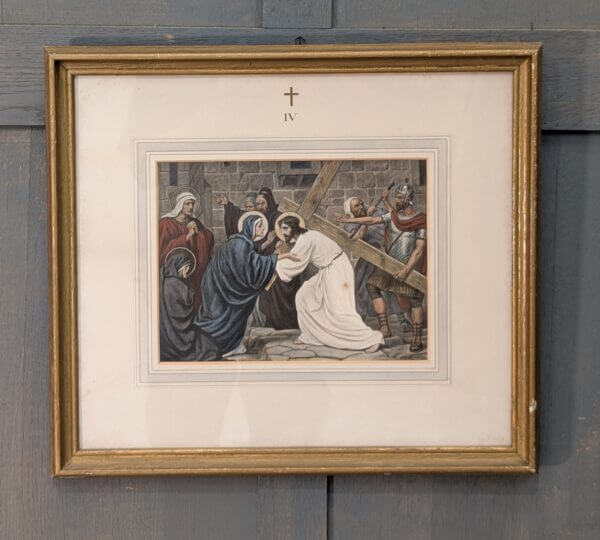 Hand Coloured Framed 1900's High Quality German Set Of Stations of the Cross