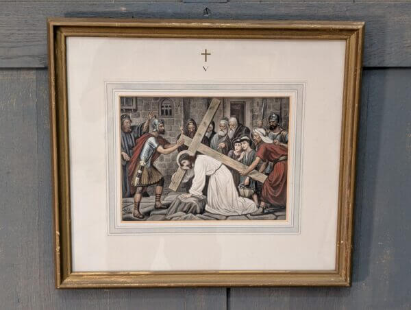 Hand Coloured Framed 1900's High Quality German Set Of Stations of the Cross