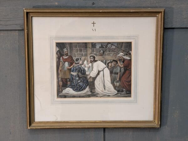 Hand Coloured Framed 1900's High Quality German Set Of Stations of the Cross