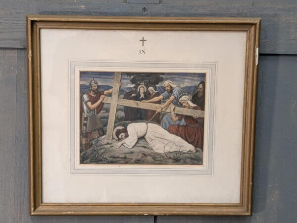 Hand Coloured Framed 1900's High Quality German Set Of Stations of the Cross