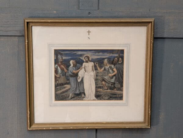 Hand Coloured Framed 1900's High Quality German Set Of Stations of the Cross
