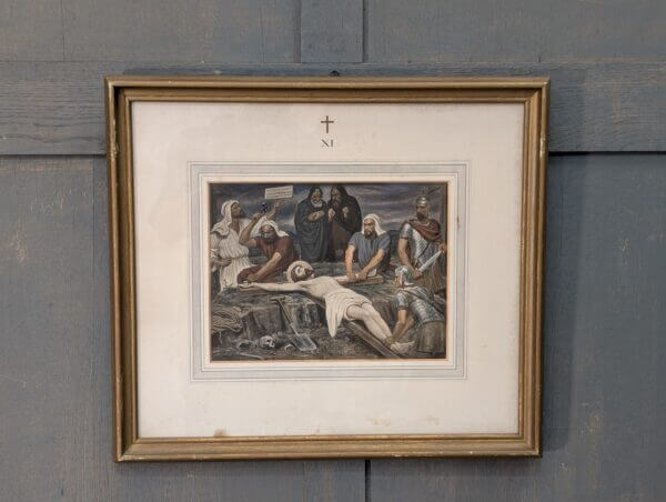 Hand Coloured Framed 1900's High Quality German Set Of Stations of the Cross