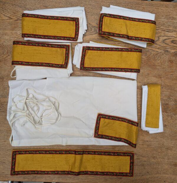 Five Apparelled Amices Plus One Apparell And One Other In Yellow Golden Slub Silk