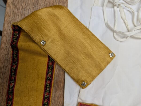 Five Apparelled Amices Plus One Apparell And One Other In Yellow Golden Slub Silk
