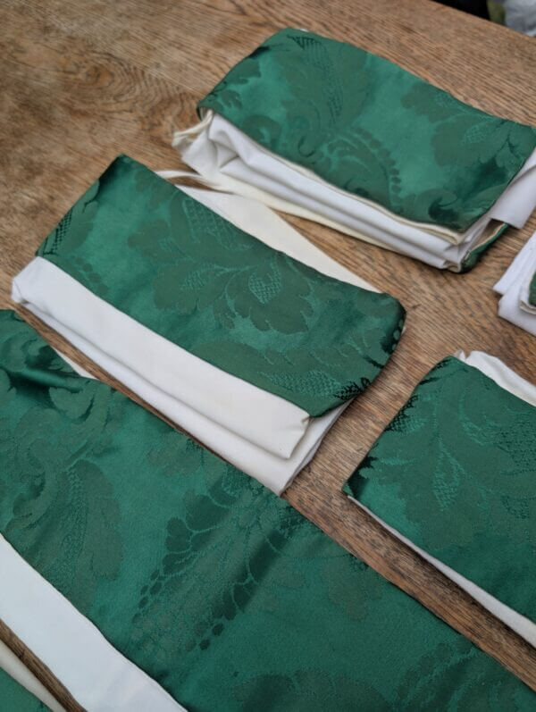 Six Green Cotton Silk Brocade Apparelled Amices