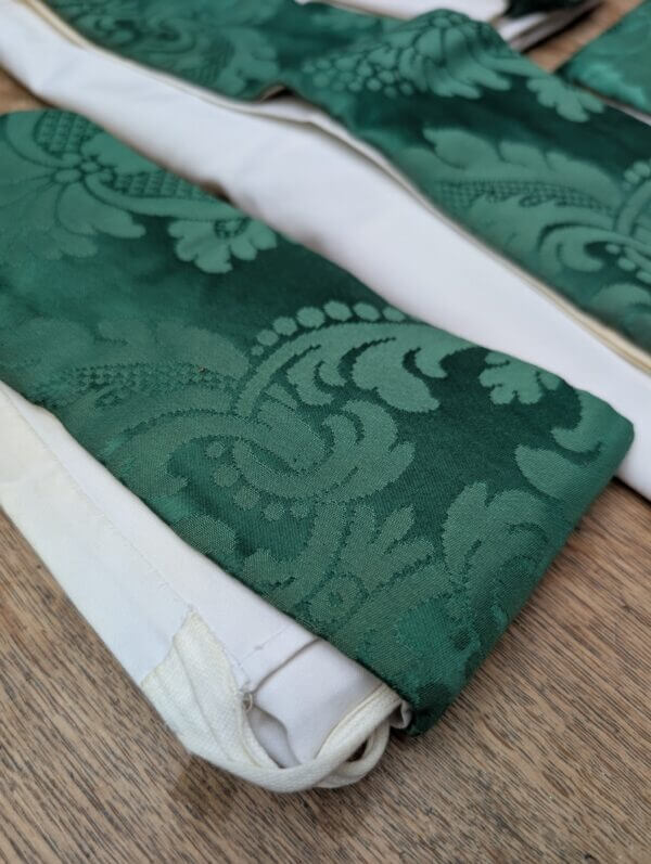 Six Green Cotton Silk Brocade Apparelled Amices