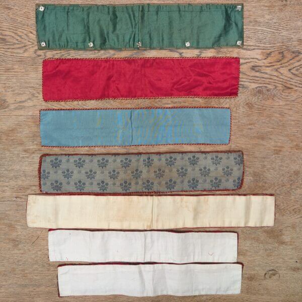 Seven Assorted Vintage Silk Apparells for Amices