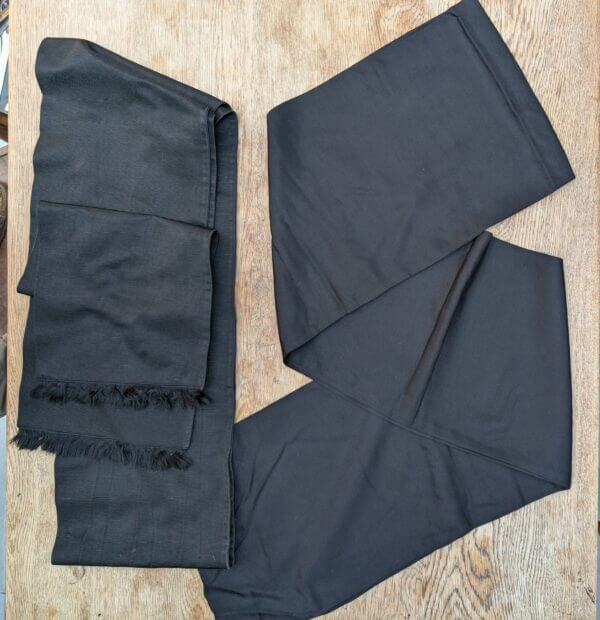 Two Black Long Broad Preaching Scarves, One with Fringe 'Tippets' Stoles