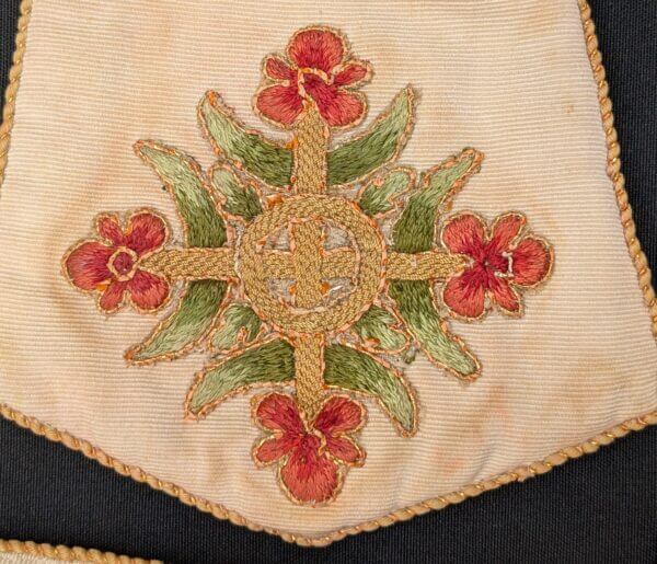 Four Embroidered Vintage Church Collection Bags With Rose Cross Design