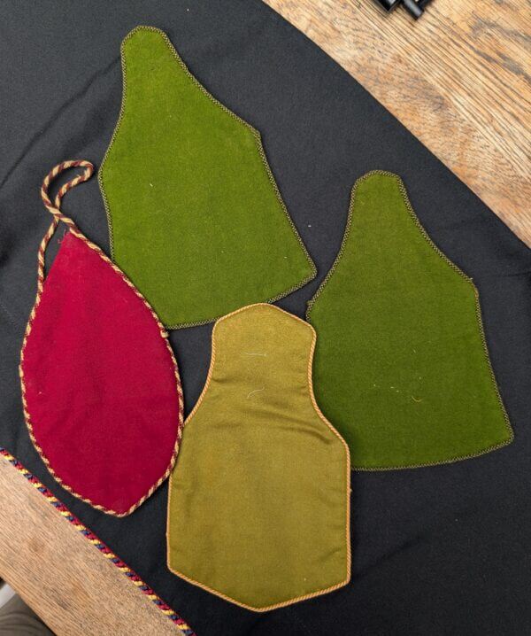 Four Embroidered Felt Vintage Church Collection Bags With Crosses
