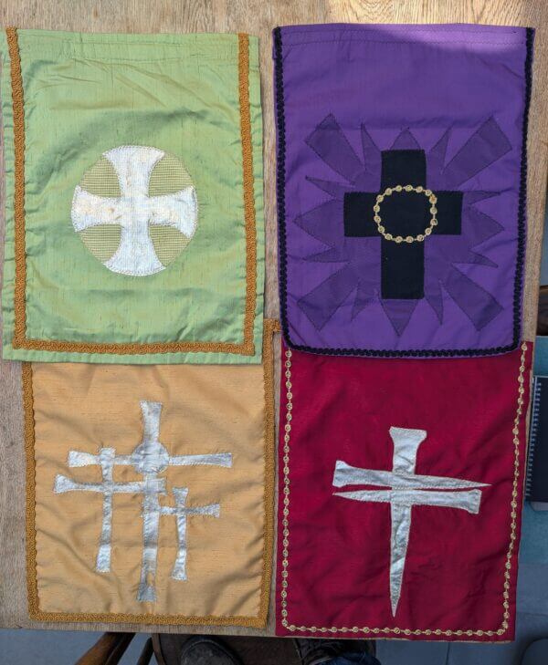 Four 1970's Vintage Lectern Falls Green, Purple, Bronze and Red