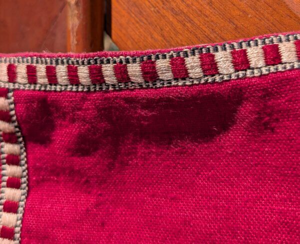Large 1950's Mid Century Vintage Red & Oatmeal Linen Cope