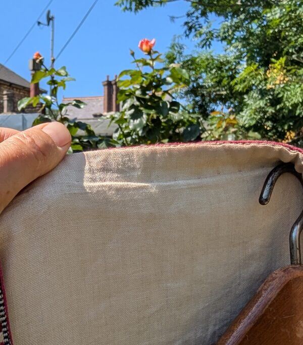 Large 1950's Mid Century Vintage Red & Oatmeal Linen Cope