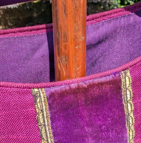 Handsome 1950's Vintage Magenta Linen Purple Velvet Chasuble with Stole