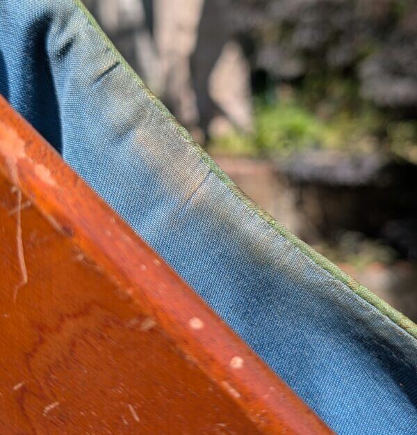 Good Looking Vintage Green Damask Silk Chasuble with Blue Gold Orphreys with Stole