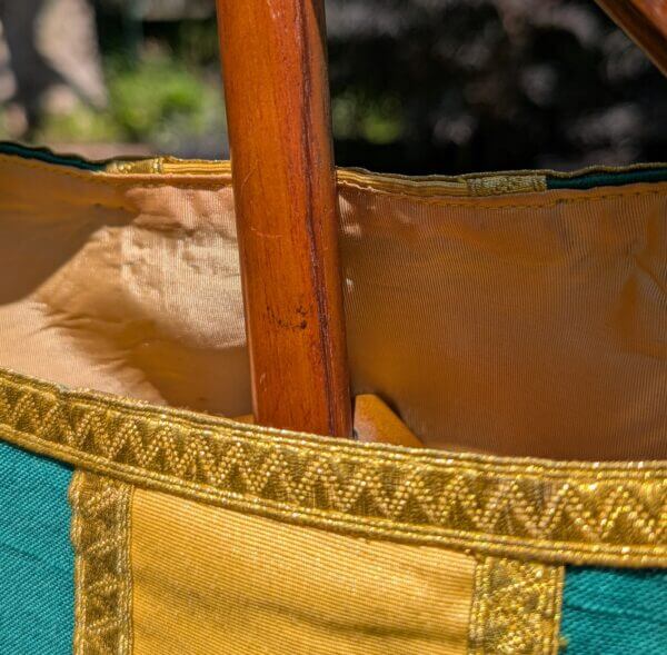 1960's Vintage Green Linen & Yellow Silk Chasuble with PAX Roundel
