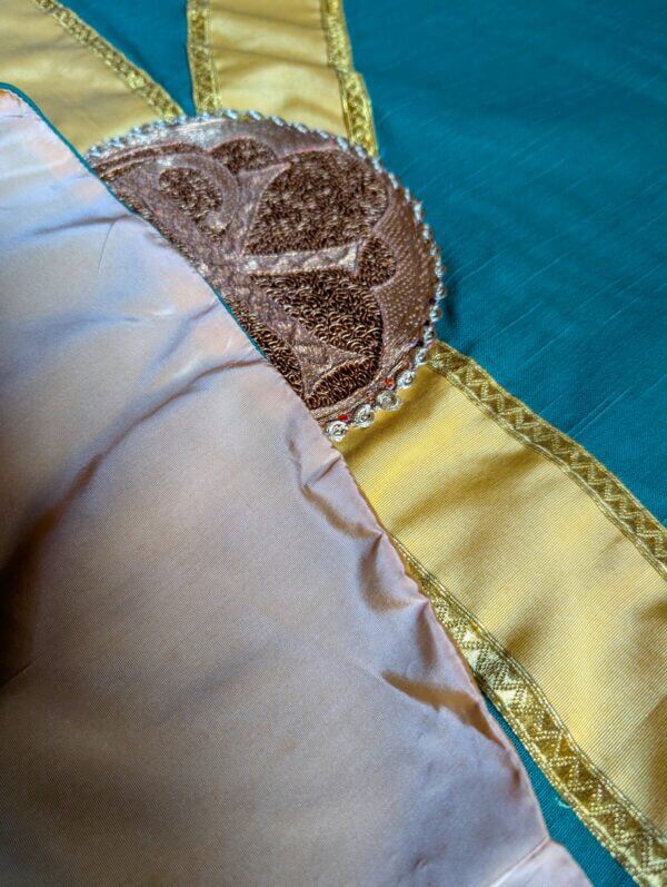 1960's Vintage Green Linen & Yellow Silk Chasuble with PAX Roundel