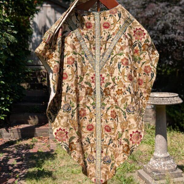 Rich Antique Brocade Tapestry Chasuble with Birds & Flowers